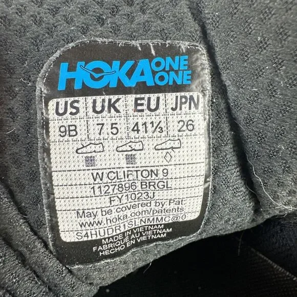 Hoka One One Women's Clifton 9 1127896 BRGL Black Running Shoes Sneakers Size 9B - Picture 7 of 9